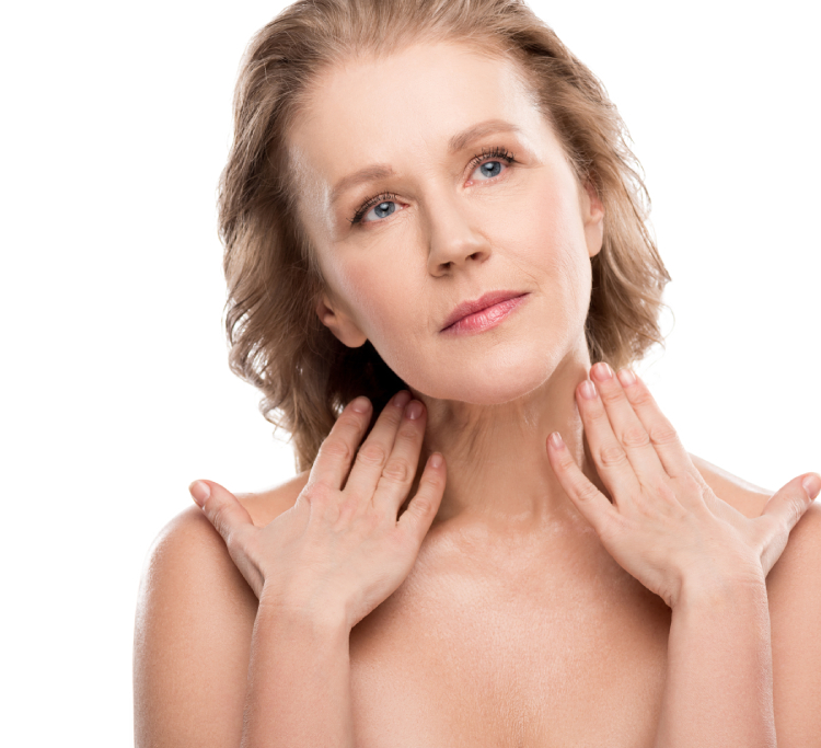 Neck lift before and after illustration